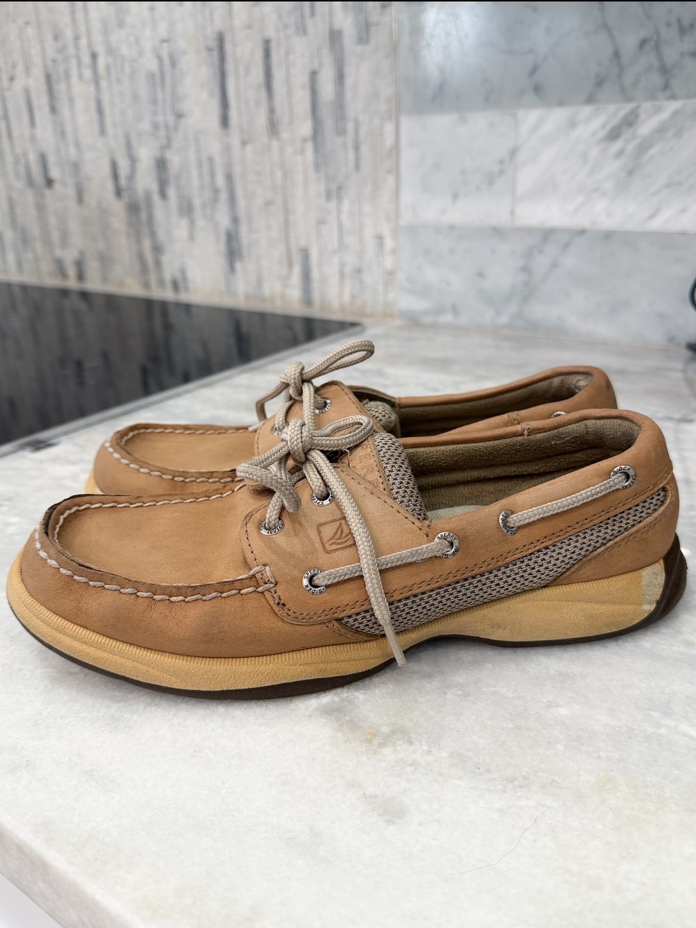 Women’s Sperry Top-Sider Intrepid Tan Leather Boat Shoes Size 8 - Picture 2 of 9